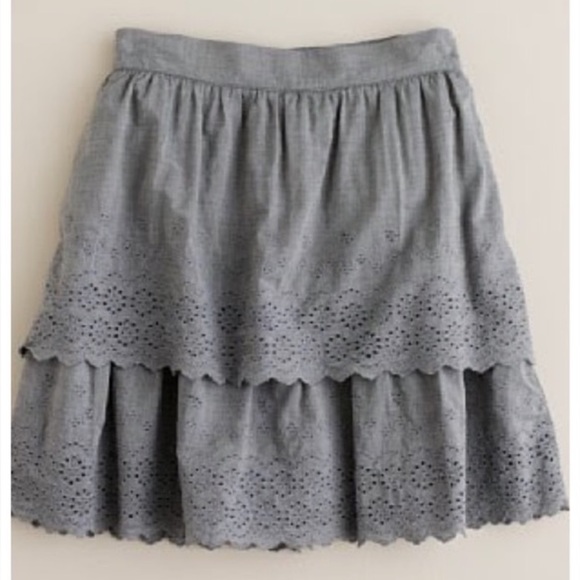 J. Crew Dresses & Skirts - 10$SALE$ J.Crew gray eyelet tiered mini skirt